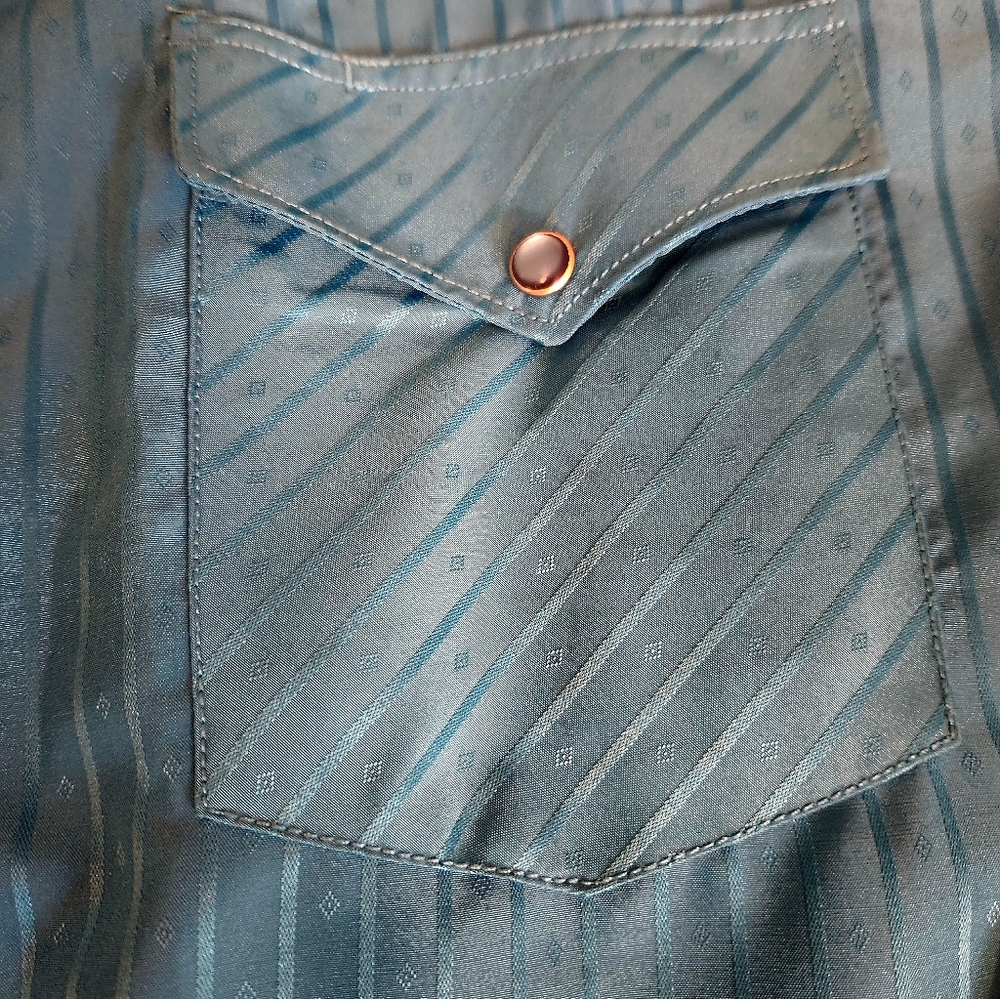 Rodeo Clothing Co Mens XL Button Front Shirt Aqua Pearl Snap Western Cowboy - Picture 5 of 7
